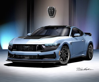 2024 Mustang Car Art Prints by Danny Whitfield | Dark Horse - Vapor Blue | Car Enthusiast Wall Art - image1